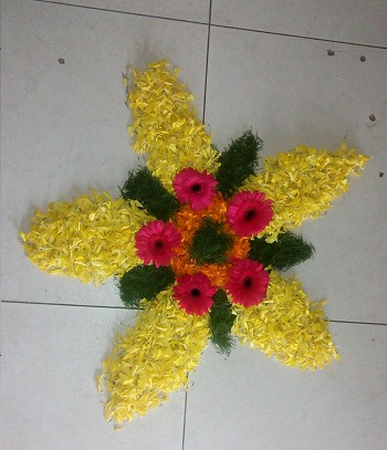 malar kolam flower pattern