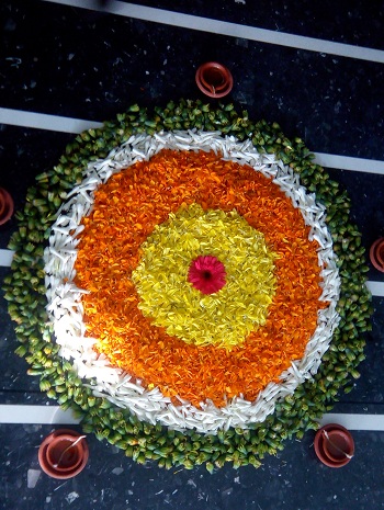 rangoli patterns by flowers